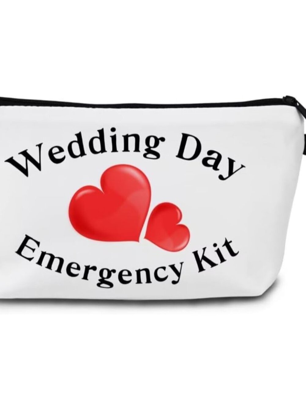 Wedding Day for Bride Makeup Bag Women Zipper Cosmetic Bag Gifts for Bride White